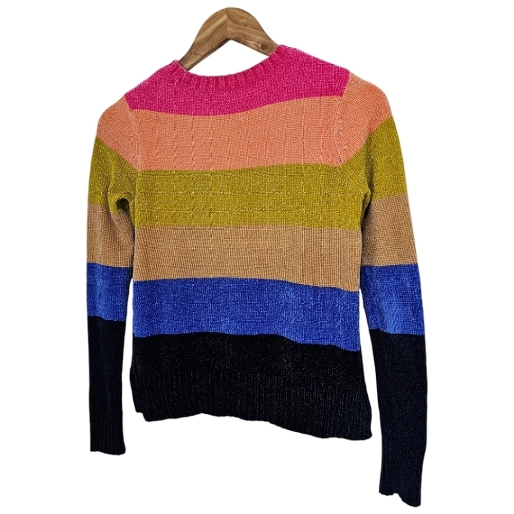 Lisa Todd Colorful Striped Crew Neck Soft Sweater Rainbow Size XS Fall Fashion - Picture 4 of 11